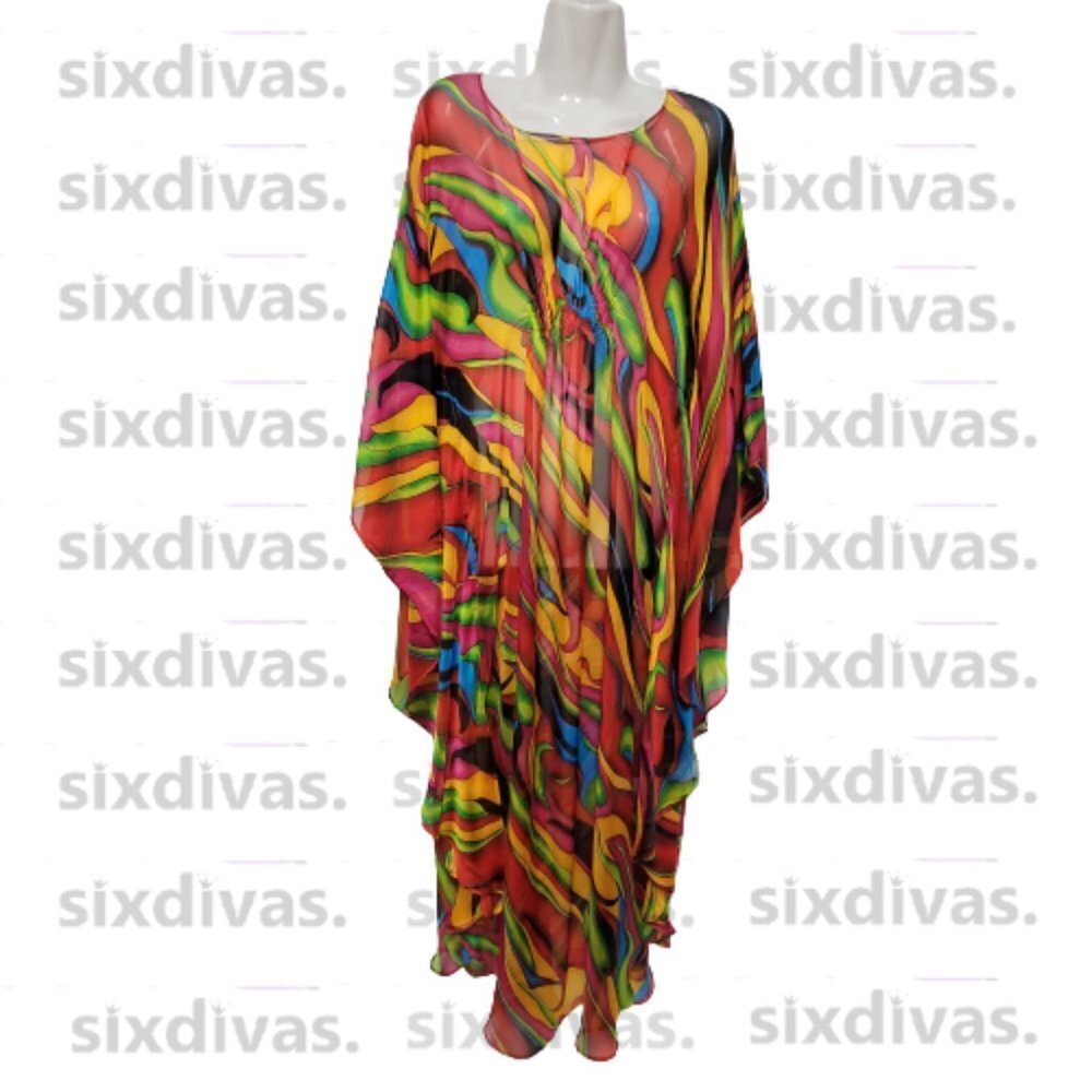 Silk Kaftan Multicolor Dress Caftan Tunic Silk Cover Up Silk
